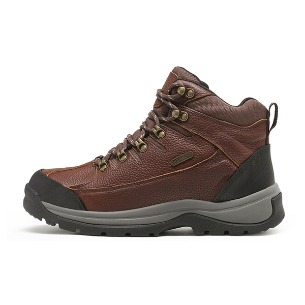 Men's Waterproof Leather Steel Toe Work Boots - BROWN LITCHI - 1